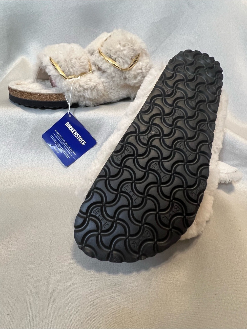 Birkenstock Arizona Big Buckle Shearling Teddy Eggshell EU 41 US 10-10.5 NWT - Picture 4 of 8